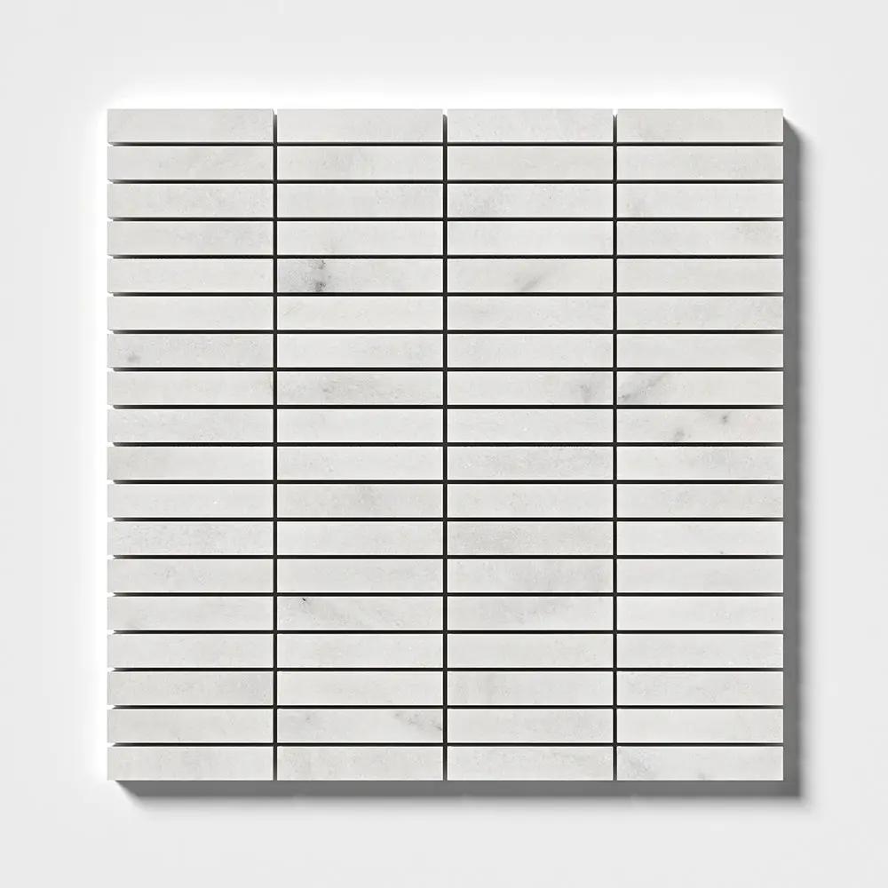 Bardiglio Light, Calacatta T Honed 5/8x3 Marble Mosaics 12x12