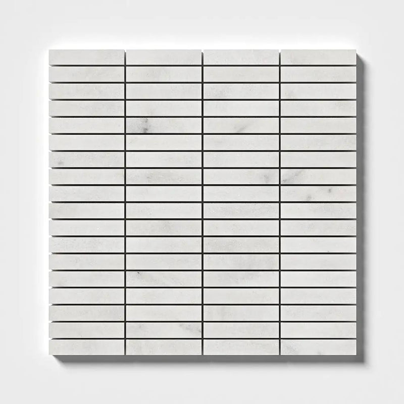 Bardiglio Light, Calacatta T Honed 5/8x3 Marble Mosaics 12x12