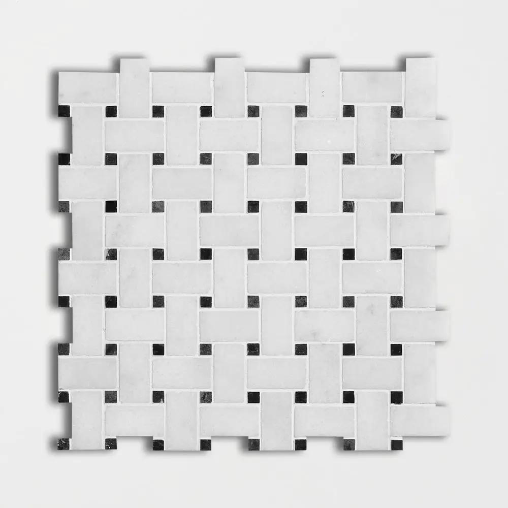 Calacatta T Honed Basket Weave Marble Mosaics 12x12