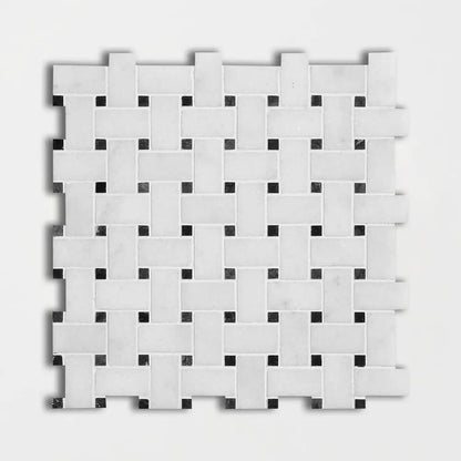 Calacatta T Honed Basket Weave Marble Mosaics 12x12