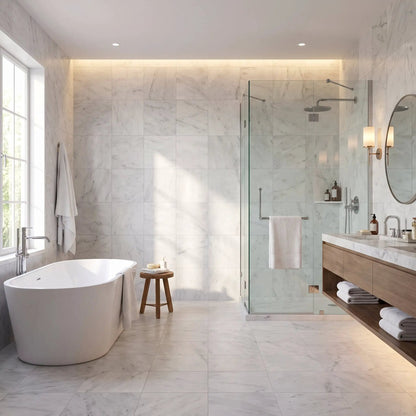Calacatta T Honed Marble Tiles 12x12