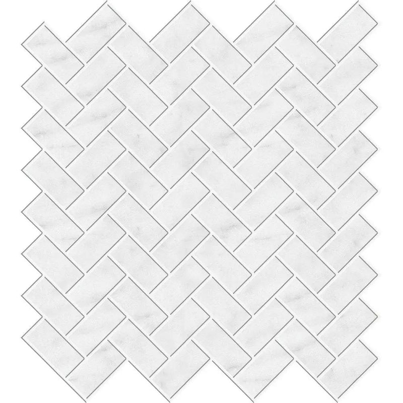 Calacatta T Honed Herringbone 1x2 Marble Mosaics 11x11