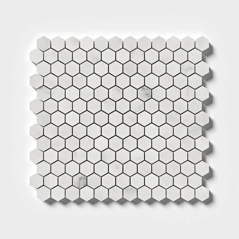 Calacatta T Honed Hexagon 1x1 Marble Mosaics 11 1/2x12 1/4