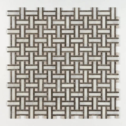 Calacatta T Polished Thin Basket Marble Mosaics 12x12