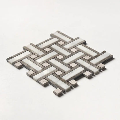 Calacatta T Polished Thin Basket Marble Mosaics 12x12