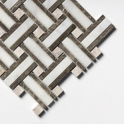 Calacatta T Polished Thin Basket Marble Mosaics 12x12