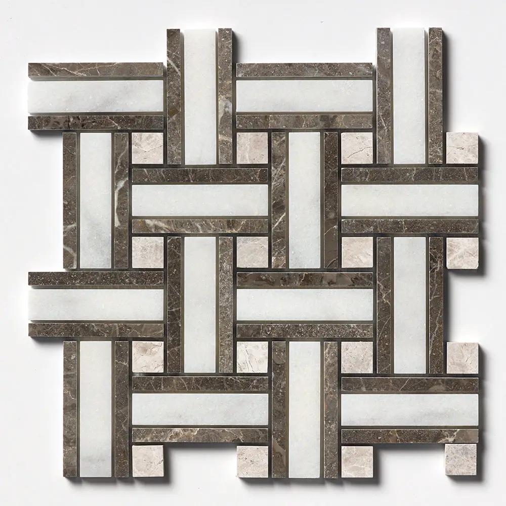 Calacatta T Polished Thin Basket Marble Mosaics 12x12