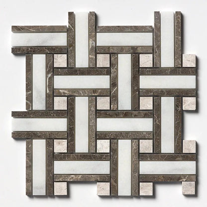 Calacatta T Polished Thin Basket Marble Mosaics 12x12