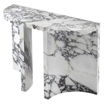 Calacatta Viola Marble Designer Console Table Polished Finish Curved Arched Legs
