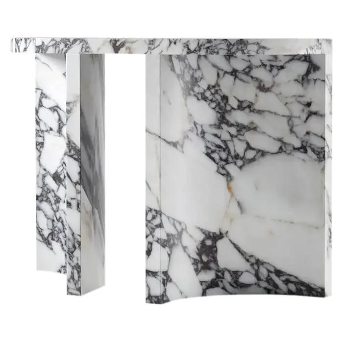 Calacatta Viola Marble Designer Console Table Polished Finish Curved Arched Legs
