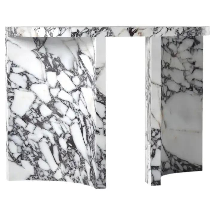 Calacatta Viola Marble Designer Console Table Polished Finish Curved Arched Legs
