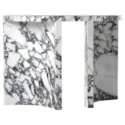 Calacatta Viola Marble Designer Console Table Polished Finish Curved Arched Legs