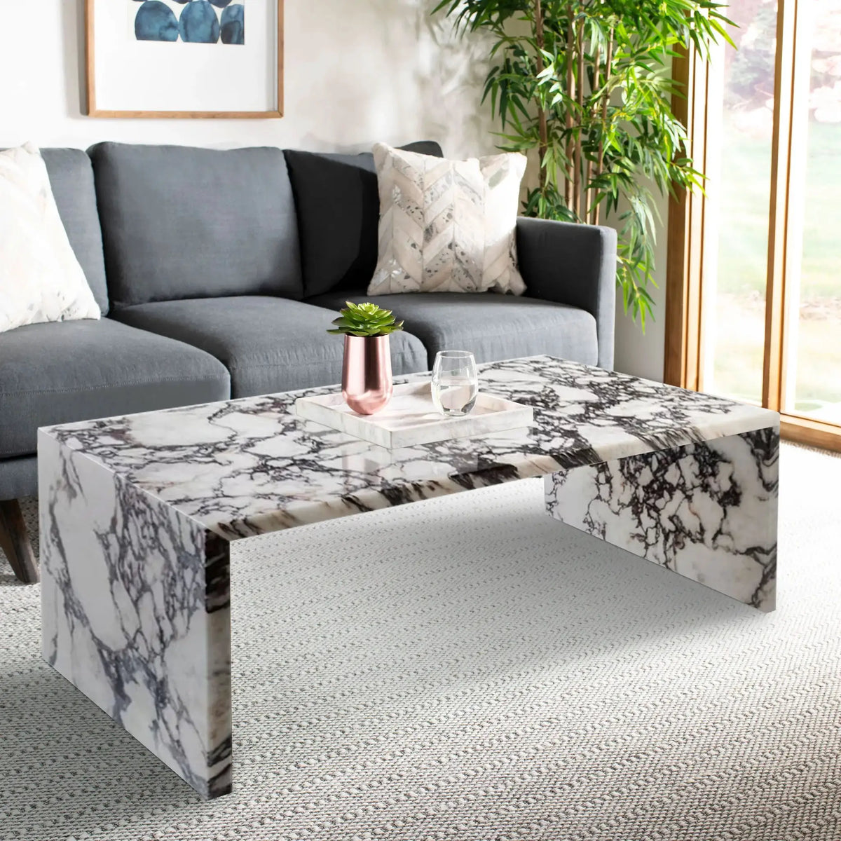 Calacatta Viola Marble Plain Design Modern Coffee Table - Polished Finish 20x36x12