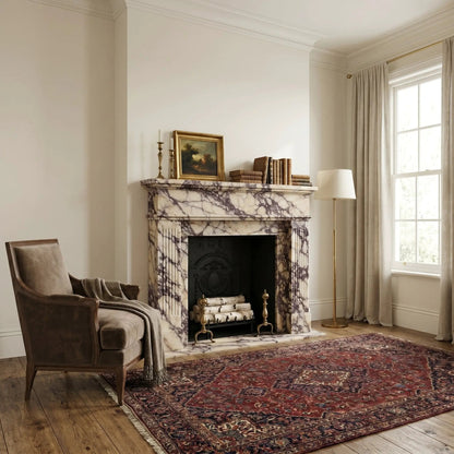 Calacatta Viola Marble Fluted Fireplace Mantel Polished White Finish 70 x 52 x 7