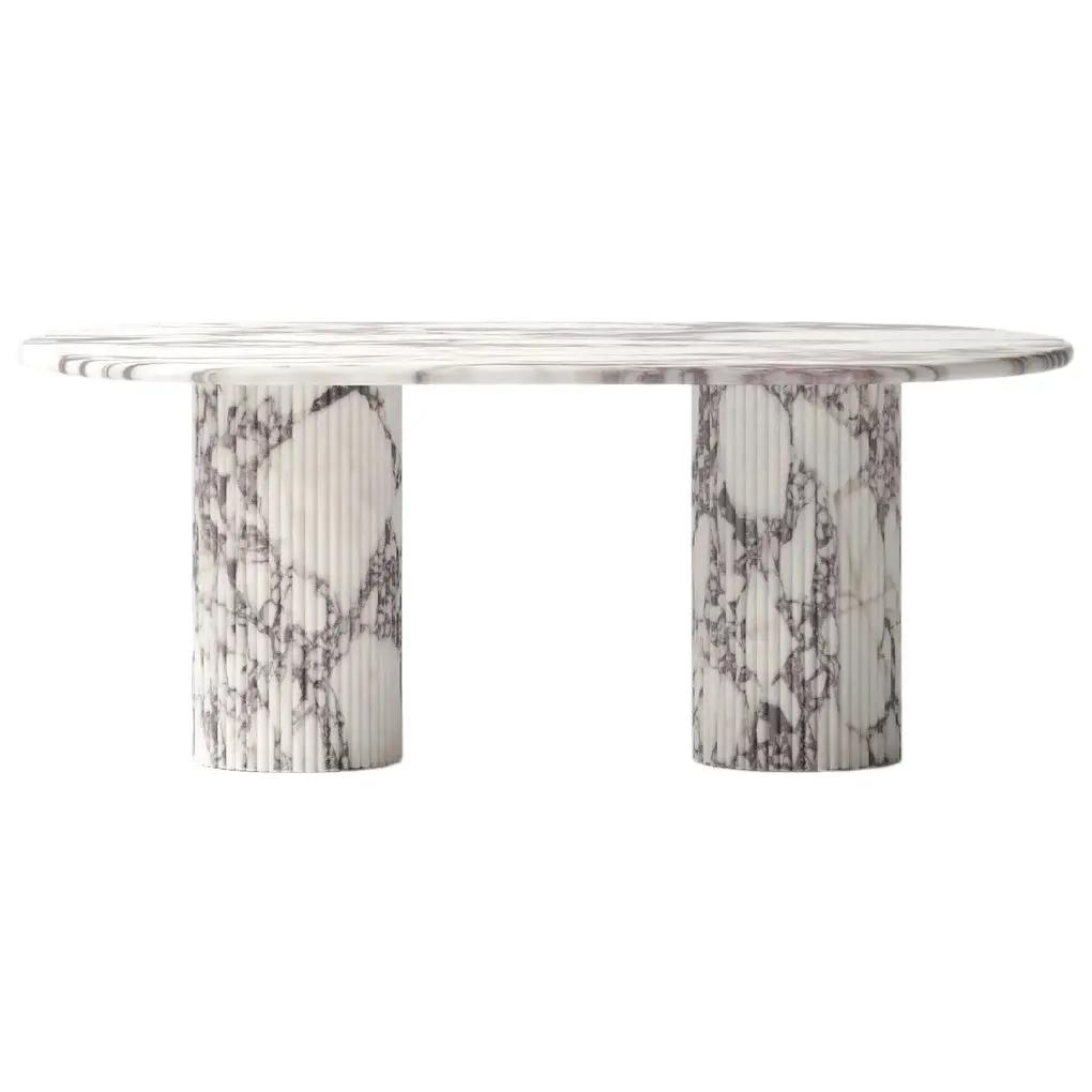 Calacatta Viola Marble Oval Dining Table - 75-inch Polished Finish