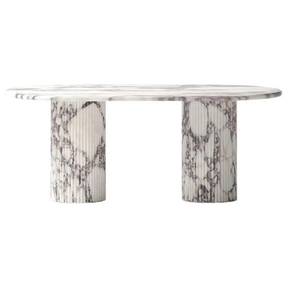 Calacatta Viola Marble Oval Dining Table - 75-inch Polished Finish