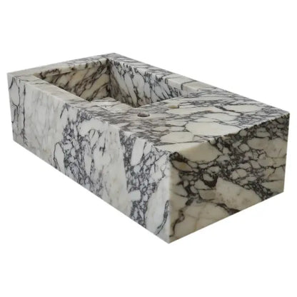 Calacatta Viola Marble Rectangular Wall Mount Bathroom Sink 16x32 Inch White Gray Polished