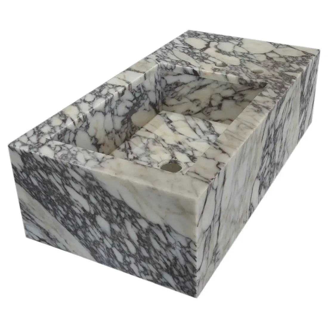 Calacatta Viola Marble Rectangular Wall Mount Bathroom Sink 16x32 Inch White Gray Polished