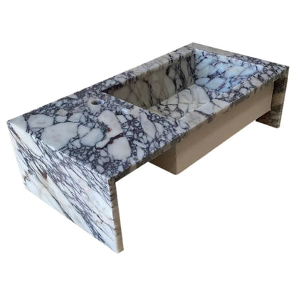 Calacatta Viola Marble Rectangular Wall Mount Bathroom Sink 16x32 Inch White Gray Polished
