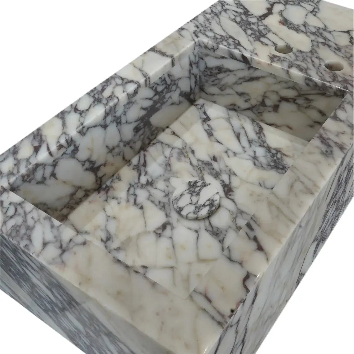 Calacatta Viola Marble Rectangular Wall Mount Bathroom Sink 16x32 Inch White Gray Polished