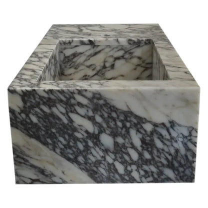 Calacatta Viola Marble Rectangular Wall Mount Bathroom Sink 16x32 Inch White Gray Polished