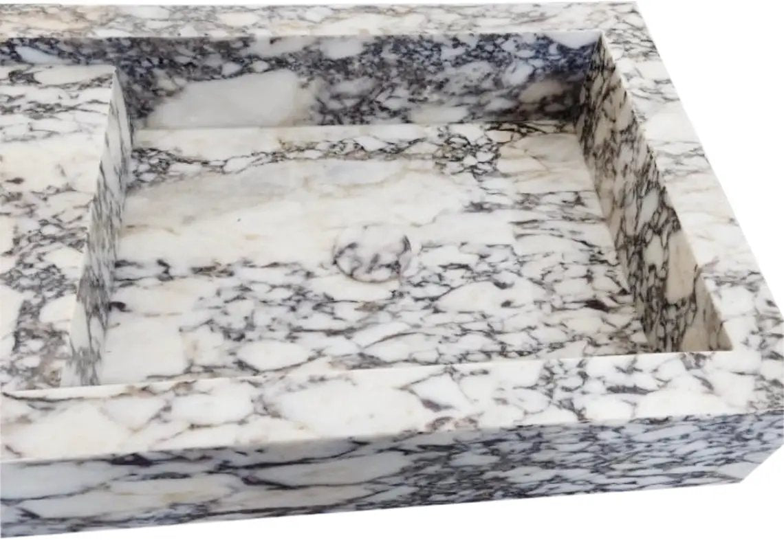 Handcrafted Calacatta Viola Marble Double Wall Sink 53 Inch