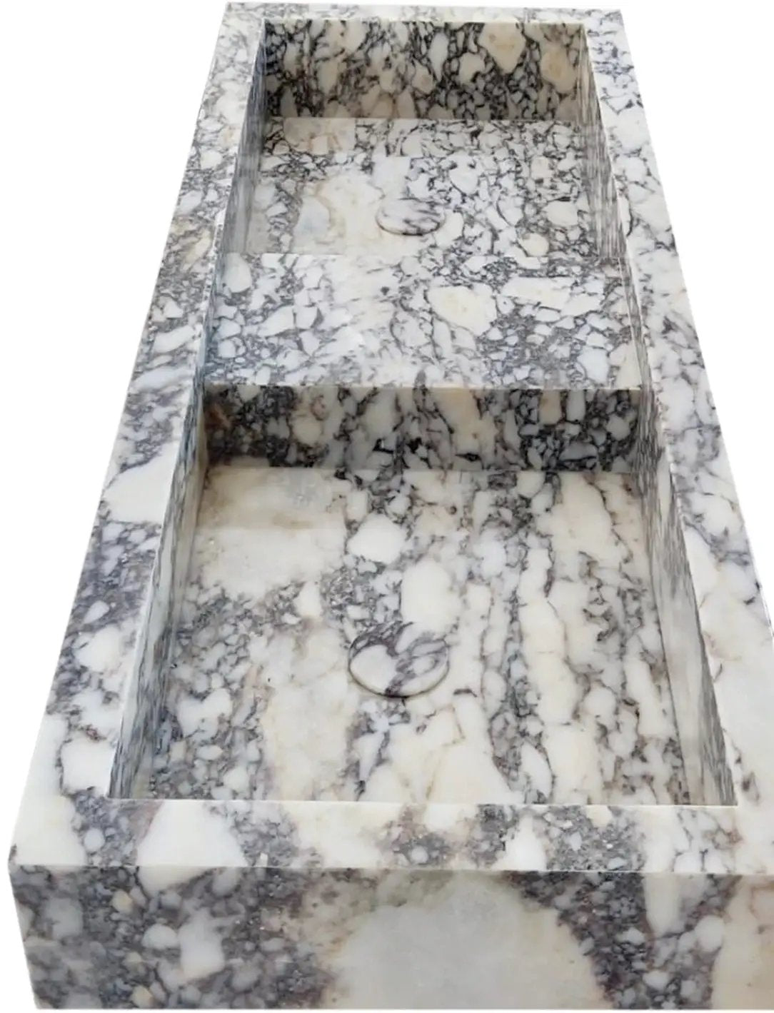 Handcrafted Calacatta Viola Marble Double Wall Sink 53 Inch