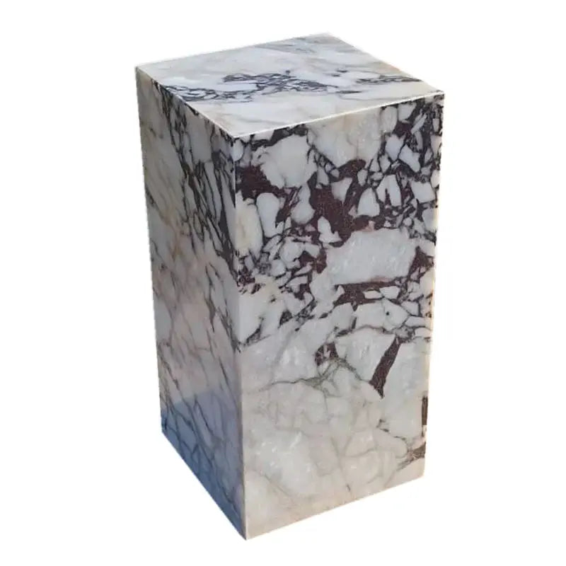 Calacatta Viola Marble Cube Design Modern Polished End Table Nightstand 14x14x24