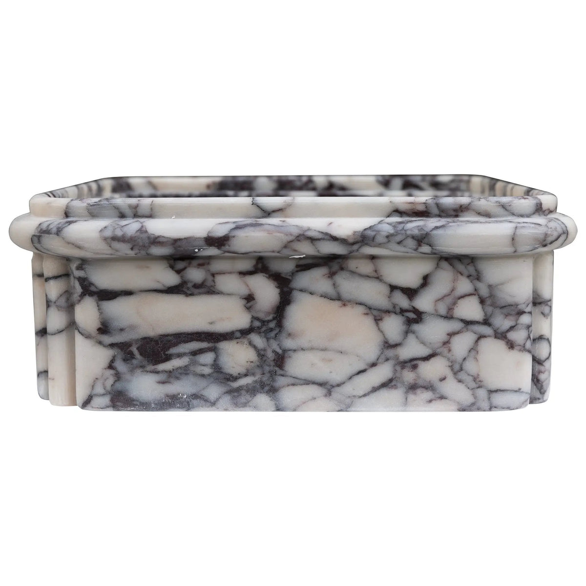 Calacatta Viola Ribbed Square Vessel Bathroom Sink 16x16x6 Natural Stone