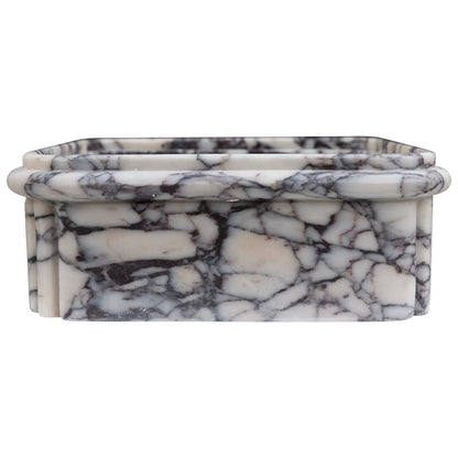 Calacatta Viola Ribbed Square Vessel Bathroom Sink 16x16x6 Natural Stone