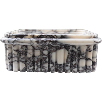 Calacatta Viola Ribbed Square Vessel Bathroom Sink 16x16x6 Natural Stone