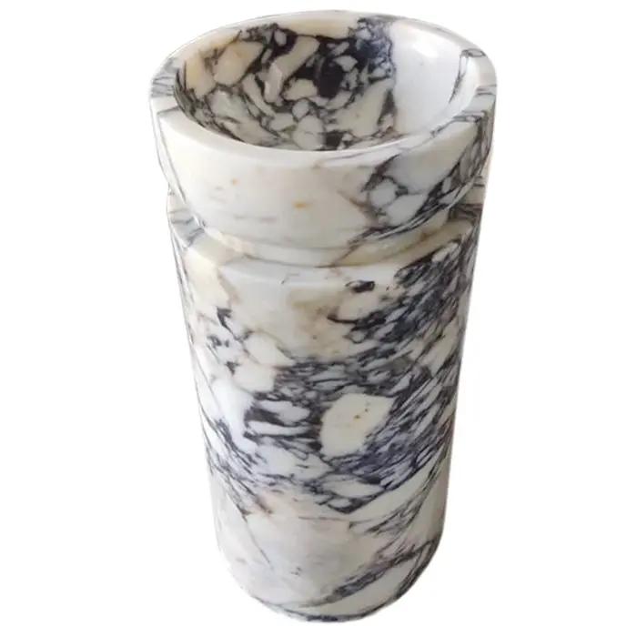 Calacatta Viola Marble Pedestal Bathroom Sink 18x18 Polished