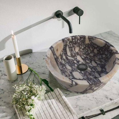 Calacatta Viola Natural Stone Marble Round Vessel Sink 16