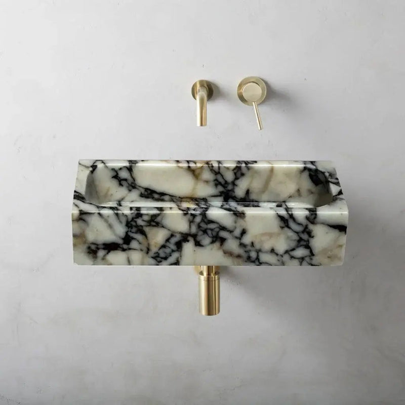 Calacatta Viola Marble Wall Mount Bathroom Sink 12 X 20 Inches Rectangular