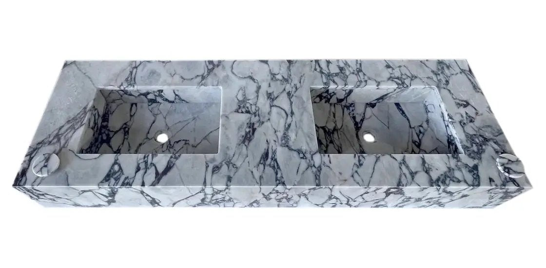 Calacatta Viola Double Sink Vanity 67 Inch Marble Bathroom