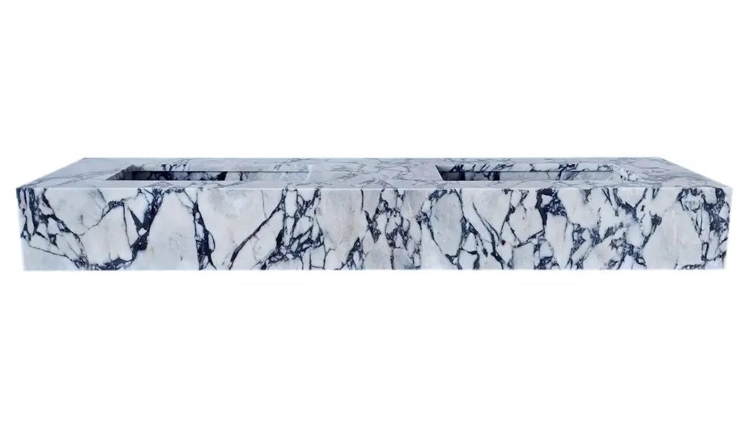 Calacatta Viola Double Sink Vanity 67 Inch Marble Bathroom