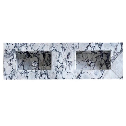 Calacatta Viola Double Sink Vanity 67 Inch Marble Bathroom