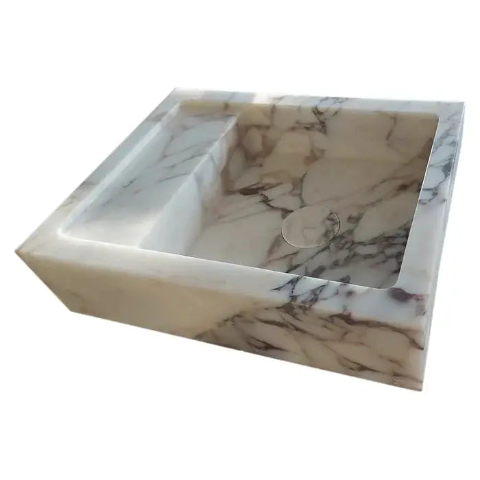 Calacatta Viola Natural Marble Wall-Mount Bathroom Sink 14x18