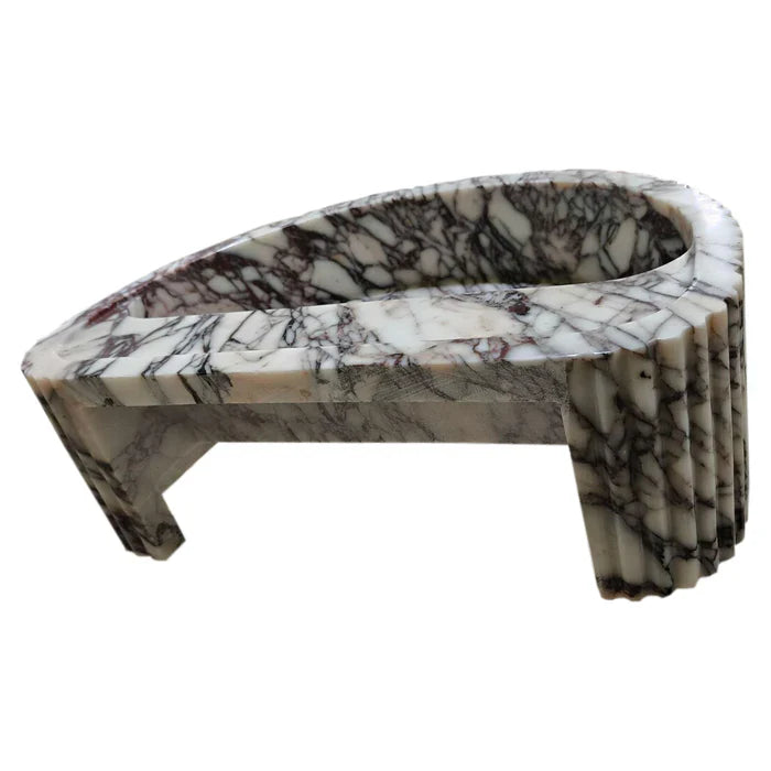 Calacatta Viola Marble Wall-Mount Fluted Bathroom Sink 16x24