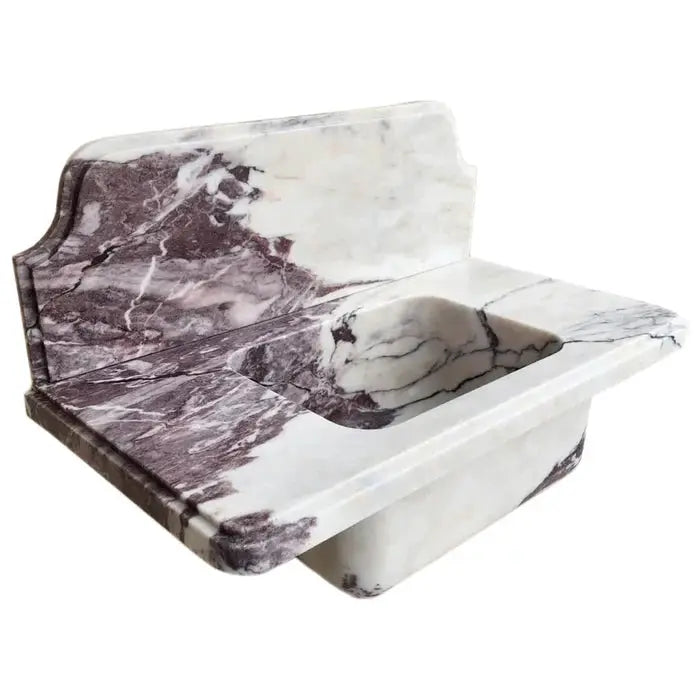 Calacatta Viola Marble Wall Mount Bathroom Sink With Backsplash