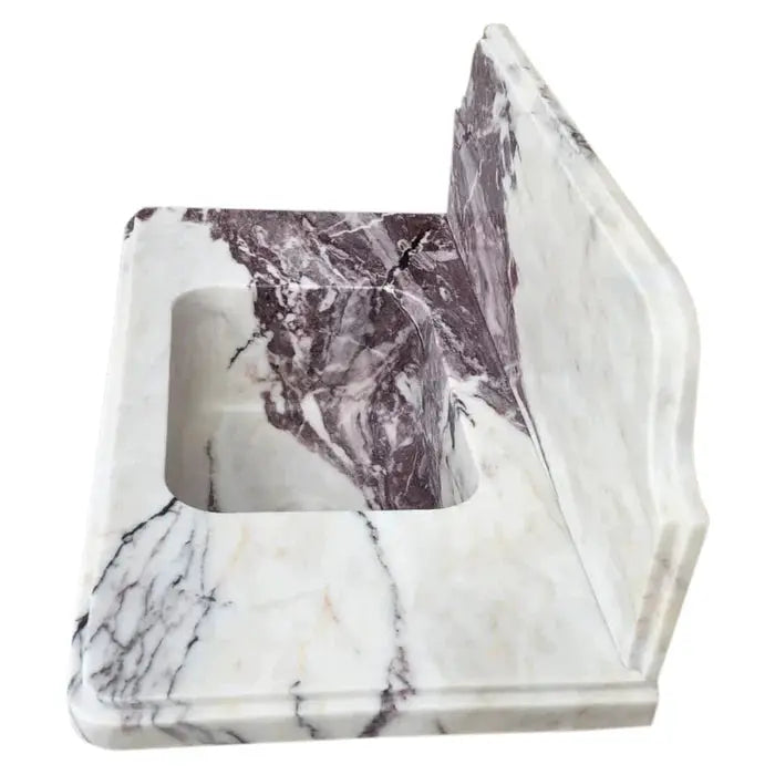 Calacatta Viola Marble Wall Mount Bathroom Sink With Backsplash