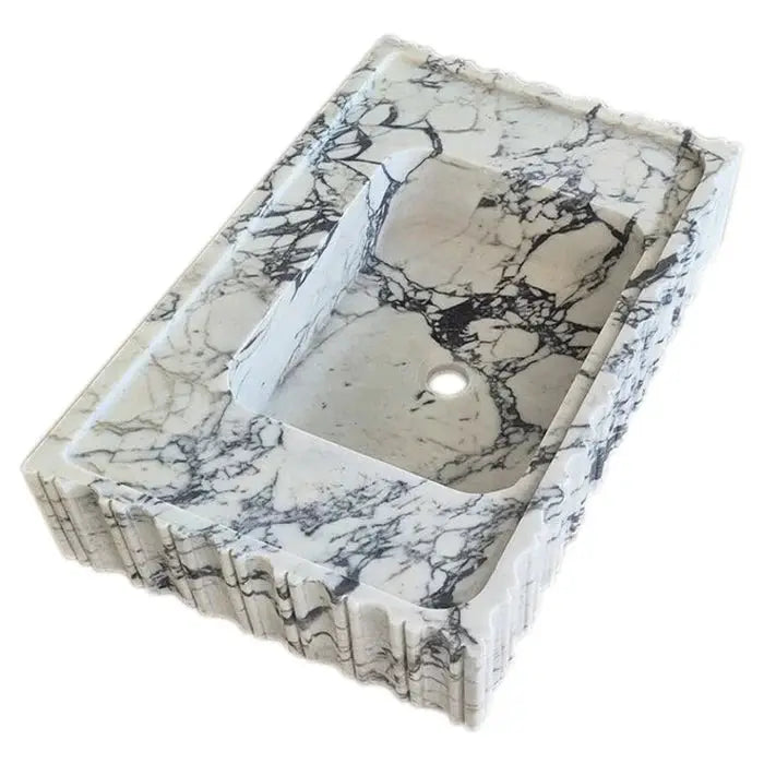 Calacatta Viola Fluted U Form Wall Mount Rectangle Bathroom Sink 18 By 28 Inches