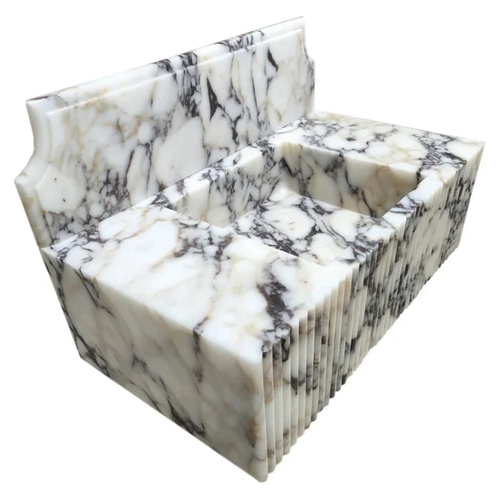 Calacatta Viola Marble Wall Mount Bathroom Vanity Sink - Fluted 21x37
