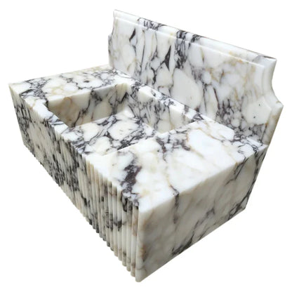 Calacatta Viola Marble Wall Mount Bathroom Vanity Sink - Fluted 21x37