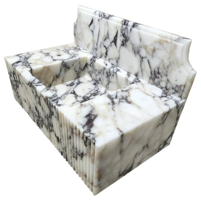 Calacatta Viola Marble Wall Mount Bathroom Vanity Sink - Fluted 21x37