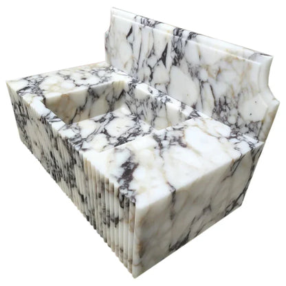 Calacatta Viola Marble Wall Mount Bathroom Vanity Sink - Fluted 21x37