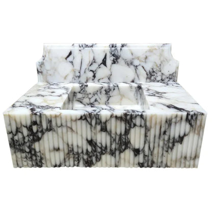 Calacatta Viola Marble Wall Mount Bathroom Vanity Sink - Fluted 21x37