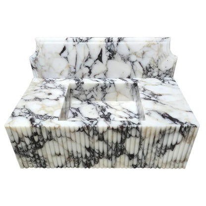 Calacatta Viola Marble Wall Mount Bathroom Vanity Sink - Fluted 21x37