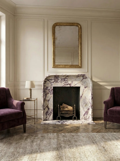 Calacatta Viola Marble Modern Fireplace Mantel 69x50 Polished