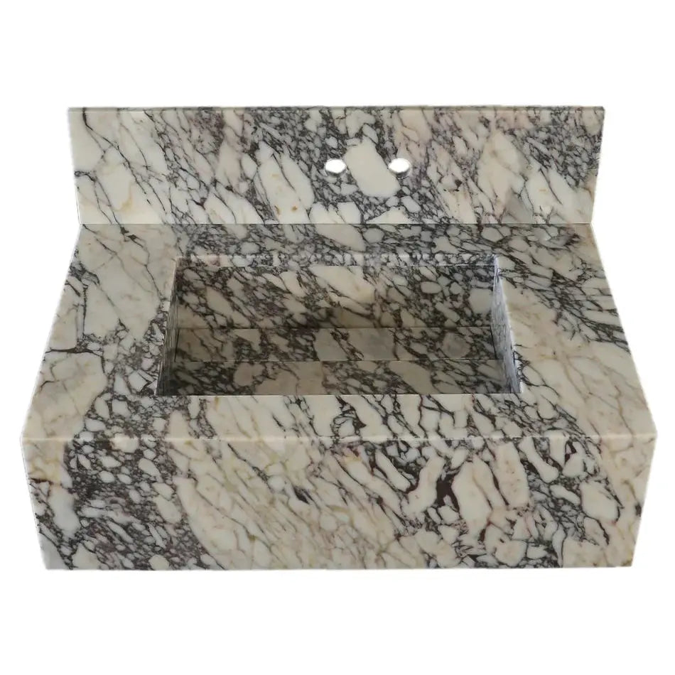 Calacatta Viola Marble Wall Mount Bathroom Sink 21 Inch Width
